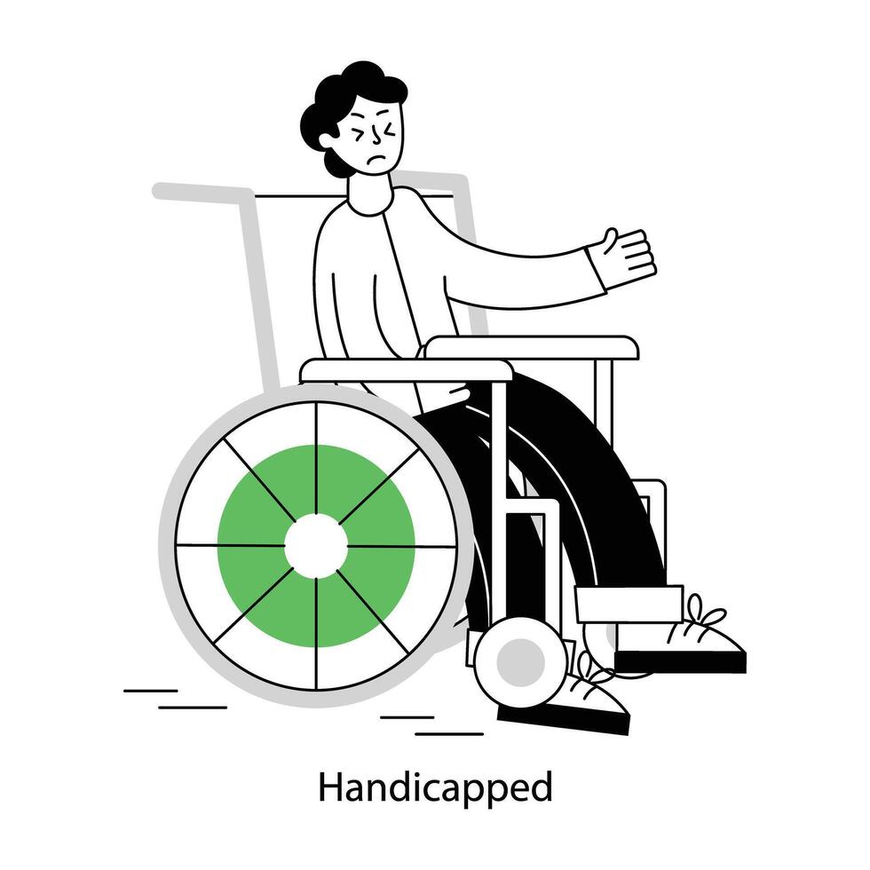 WebAn outline mini illustration depicting handicapped person vector