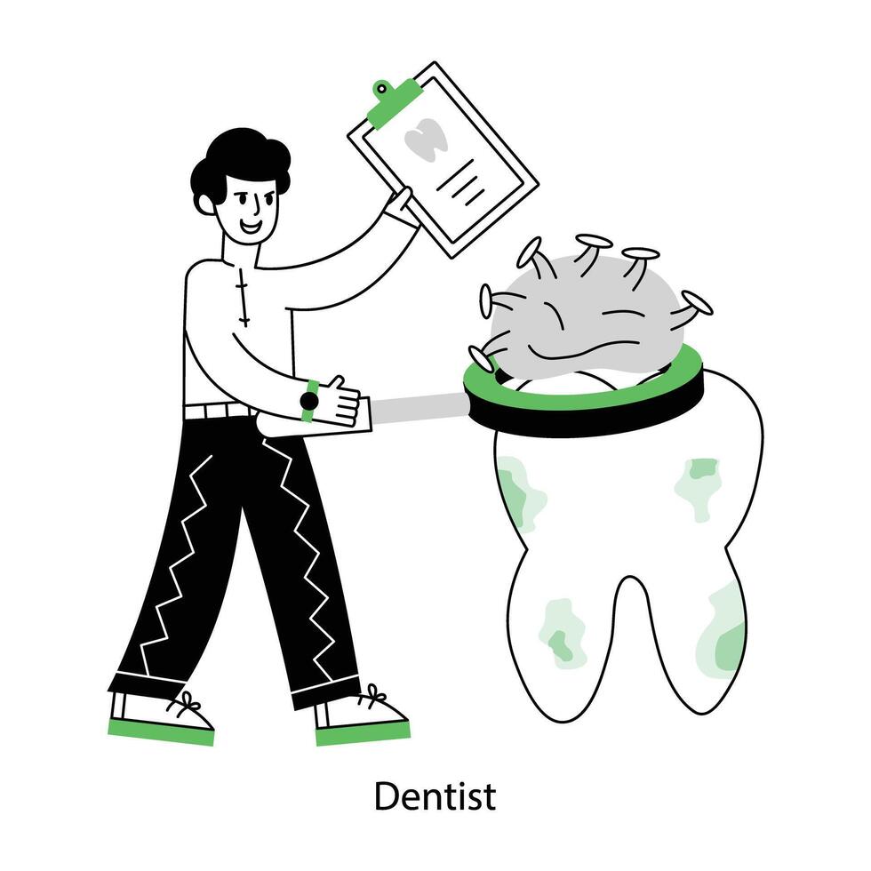 WebReady to use line style mini illustration of dentist vector