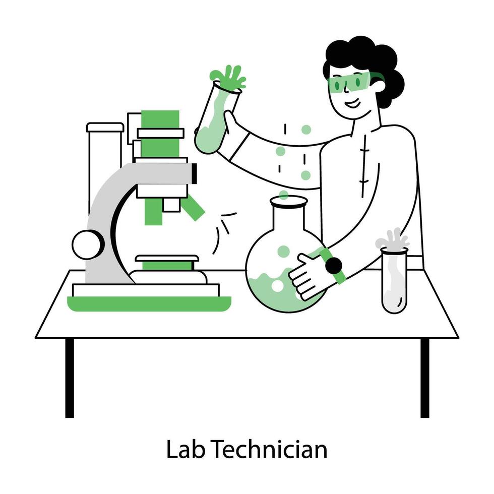 WebTrendy outline mini illustration of lab technician vector
