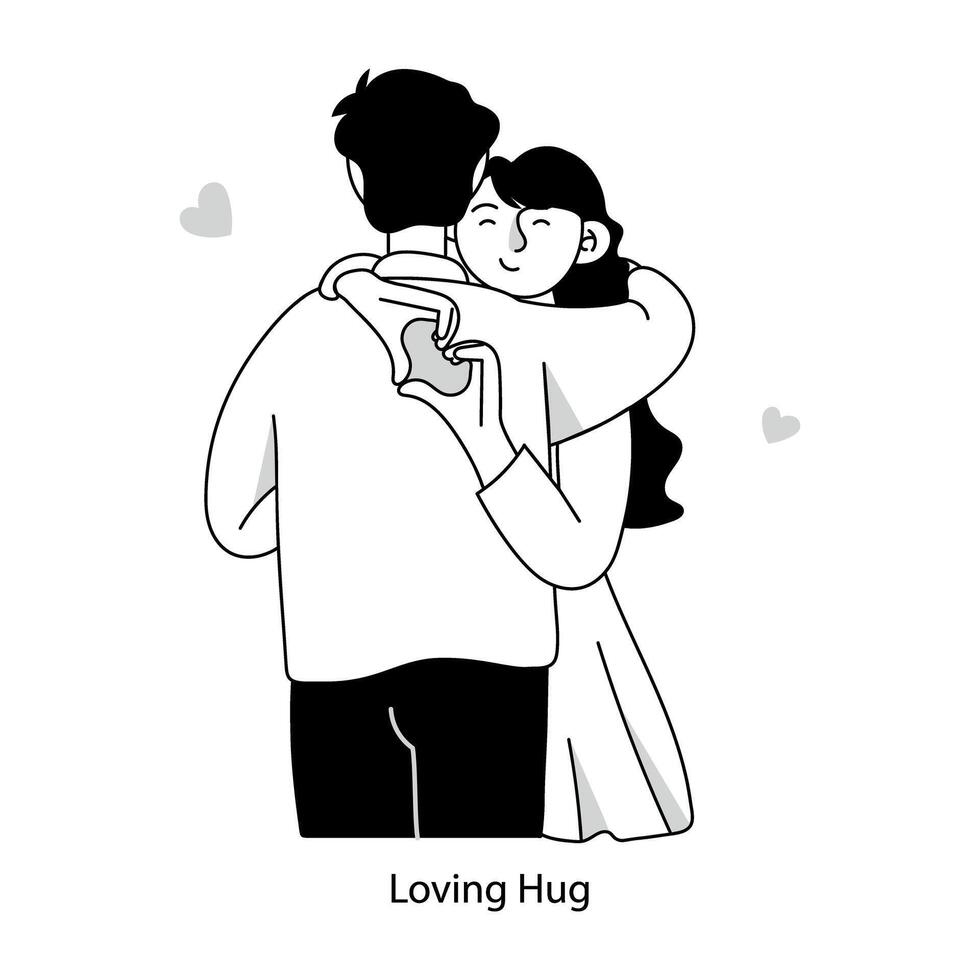 WebA doodle mini illustration of couple loving hug vector