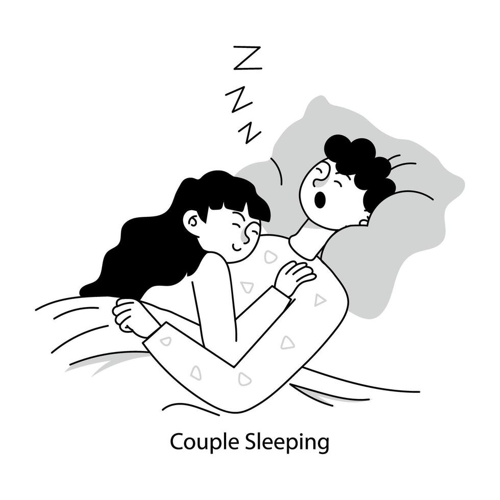WebA doodle mini illustration of couple sleeping vector