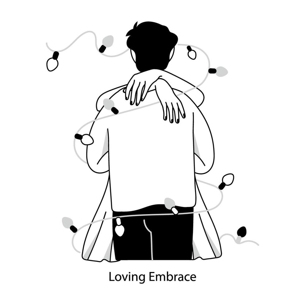 WebA doodle mini illustration showing couple loving embrace vector