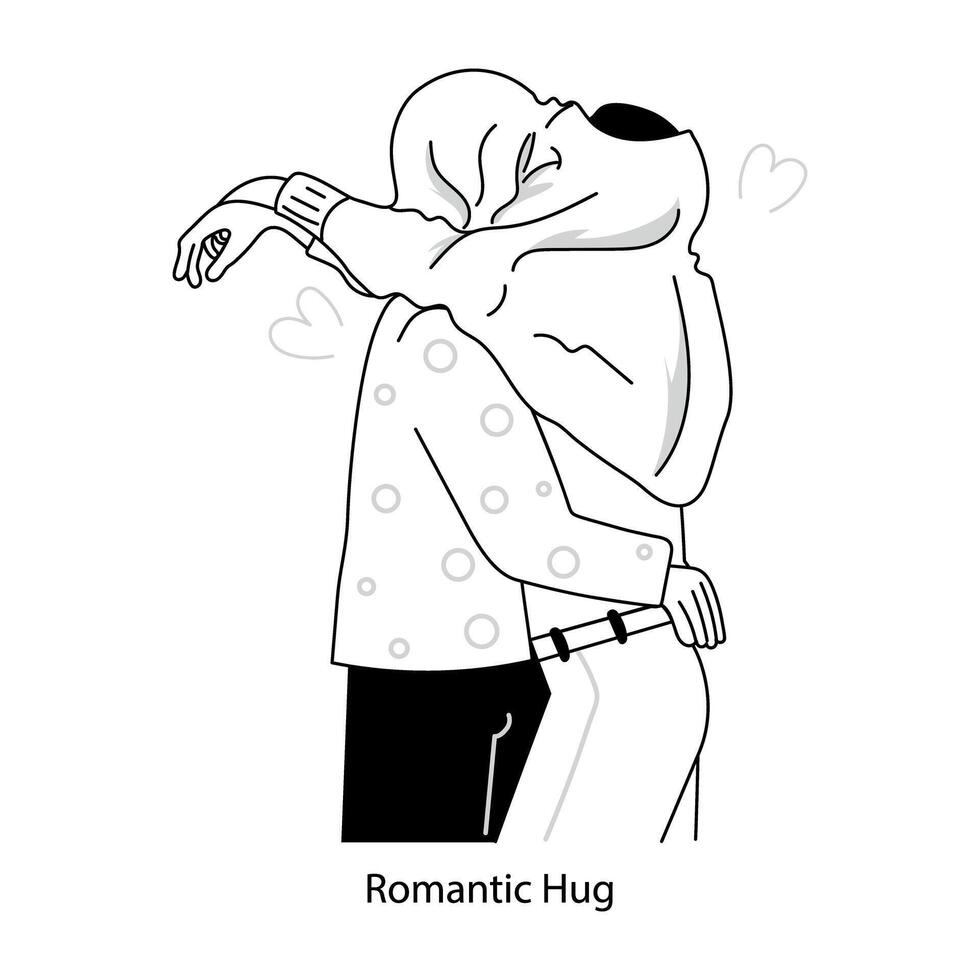 Doodle style mini illustration of romantic hug vector