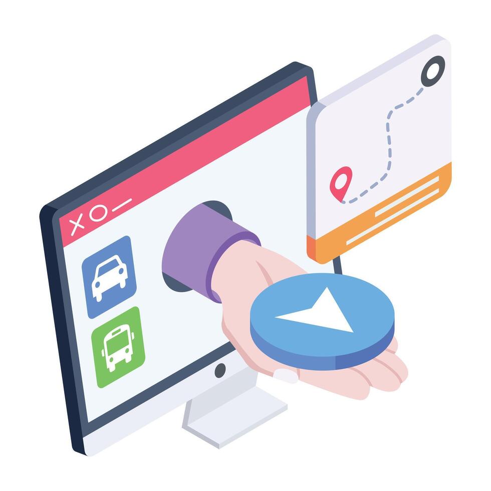 Check this isometric icon of vehicle navigation vector