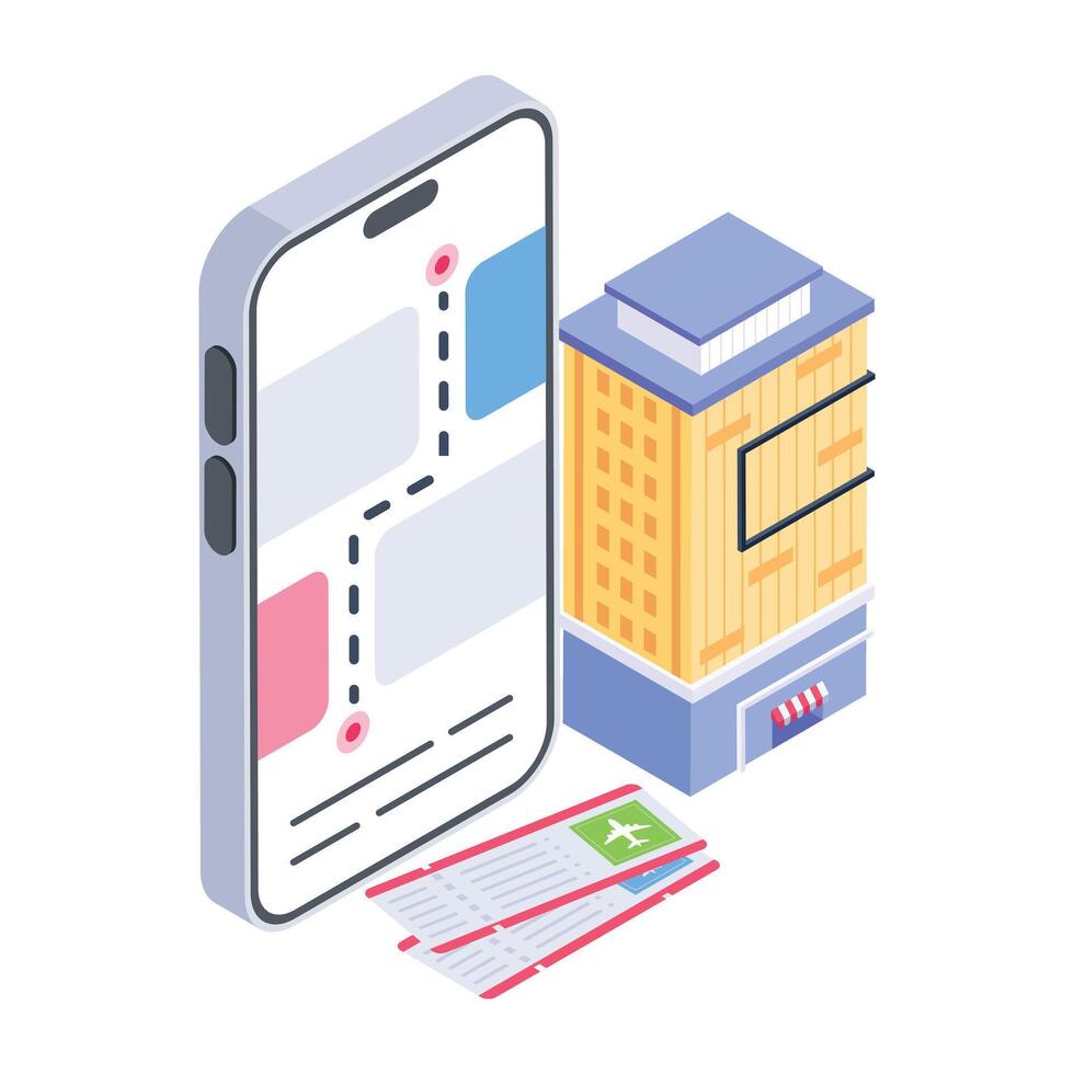 Online reservation isometric icon, editable design vector