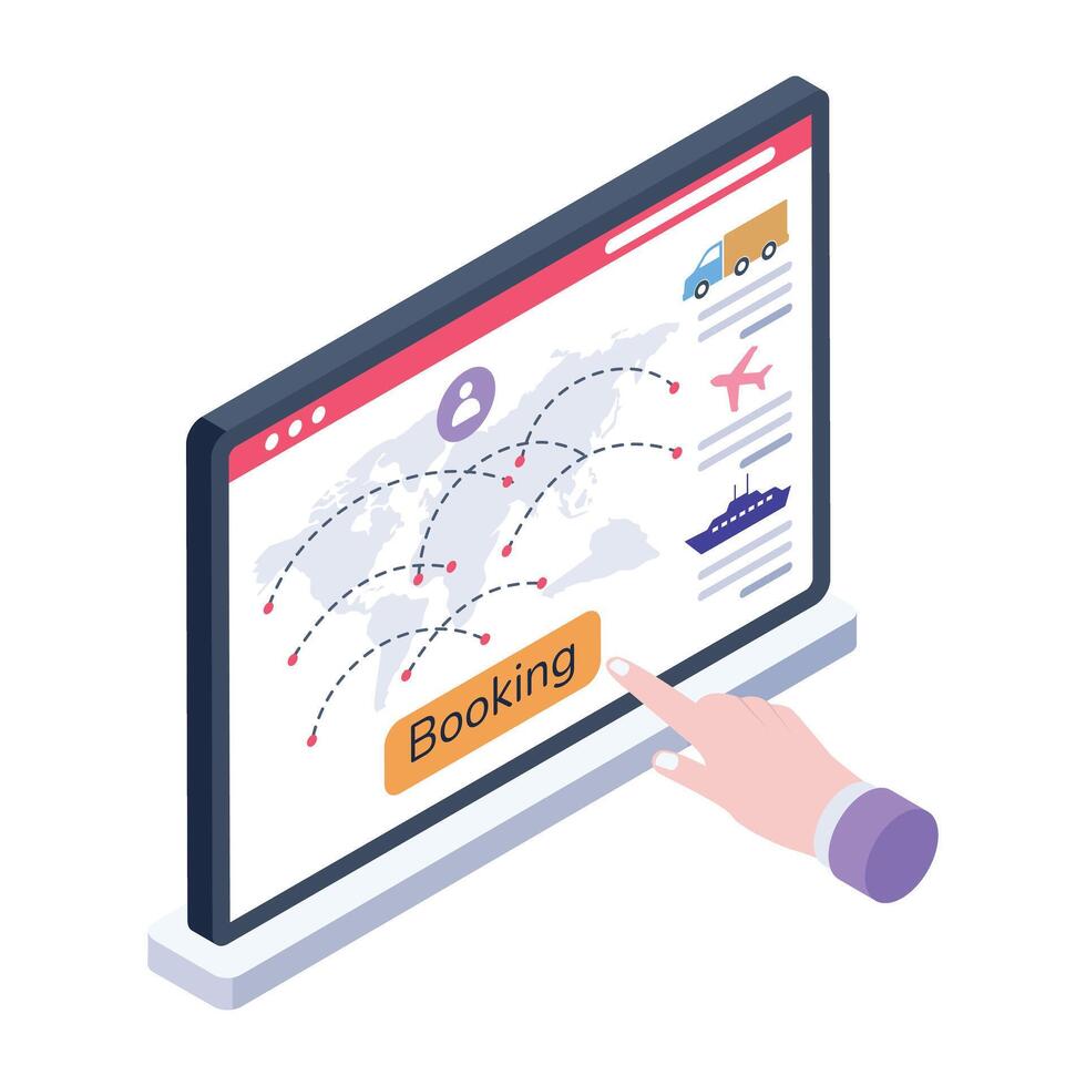 Grab this isometric icon of booking website vector