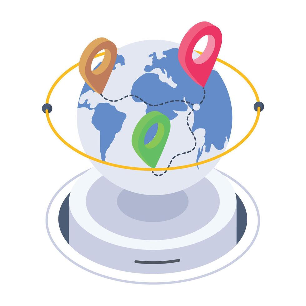 Premium isometric icon of global positioning vector