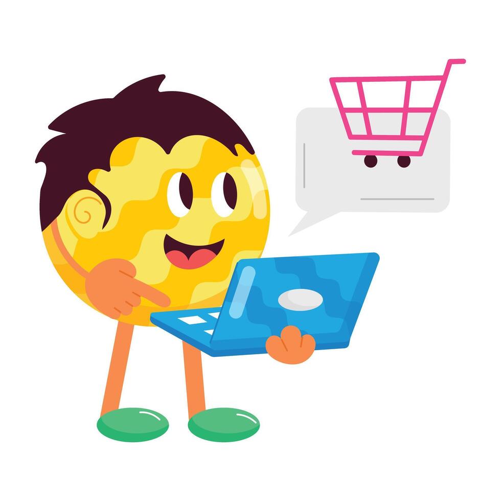 WebAn emoji style sticker of e shopping vector