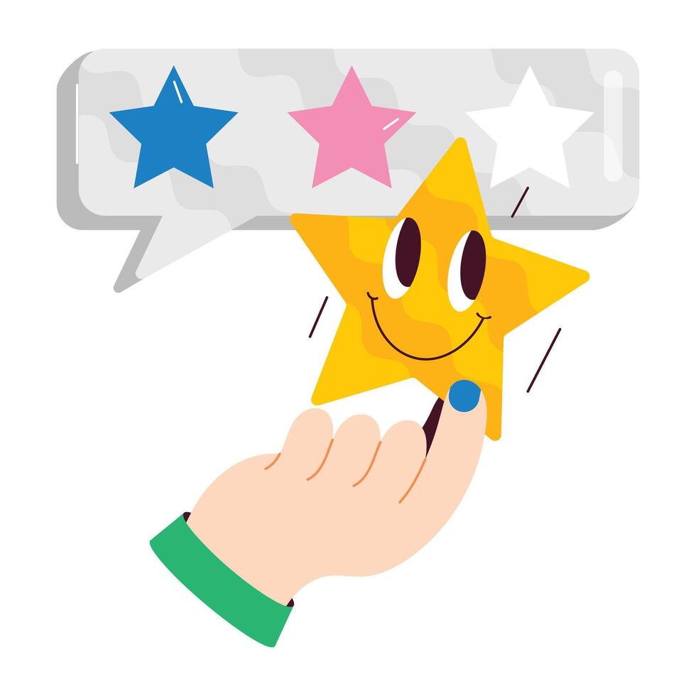 WebA comic style sticker of product feedback vector