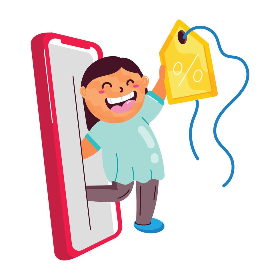 A flat style sticker of an online discount vector
