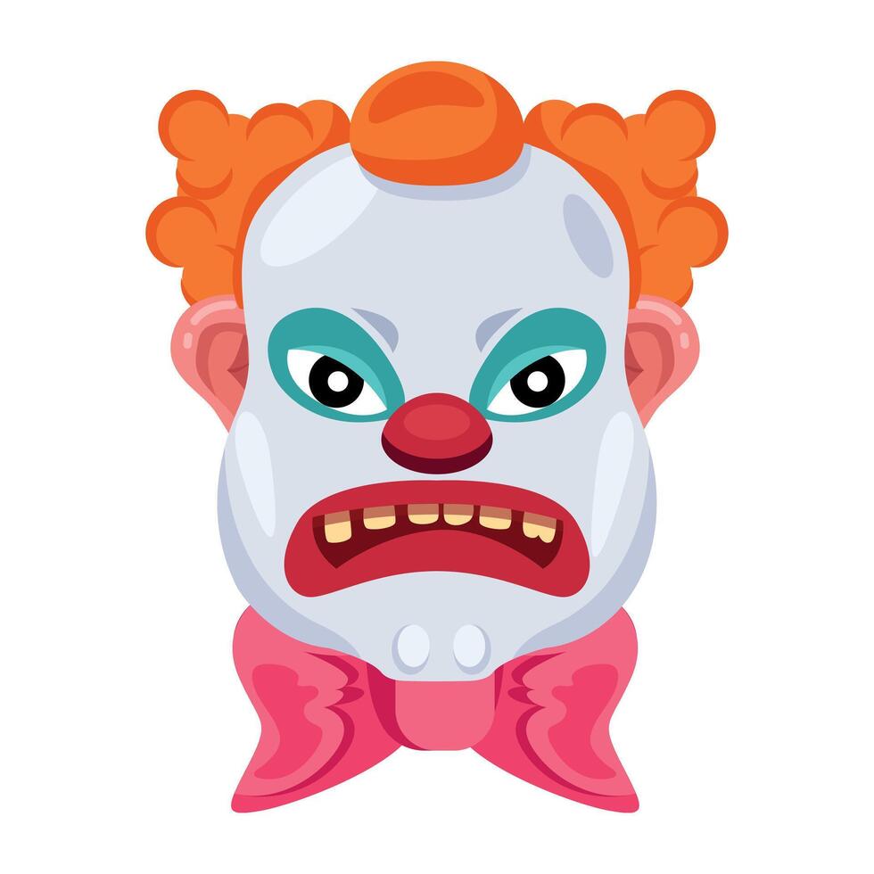 Basic RGBCartoon style of spooky circus face vector