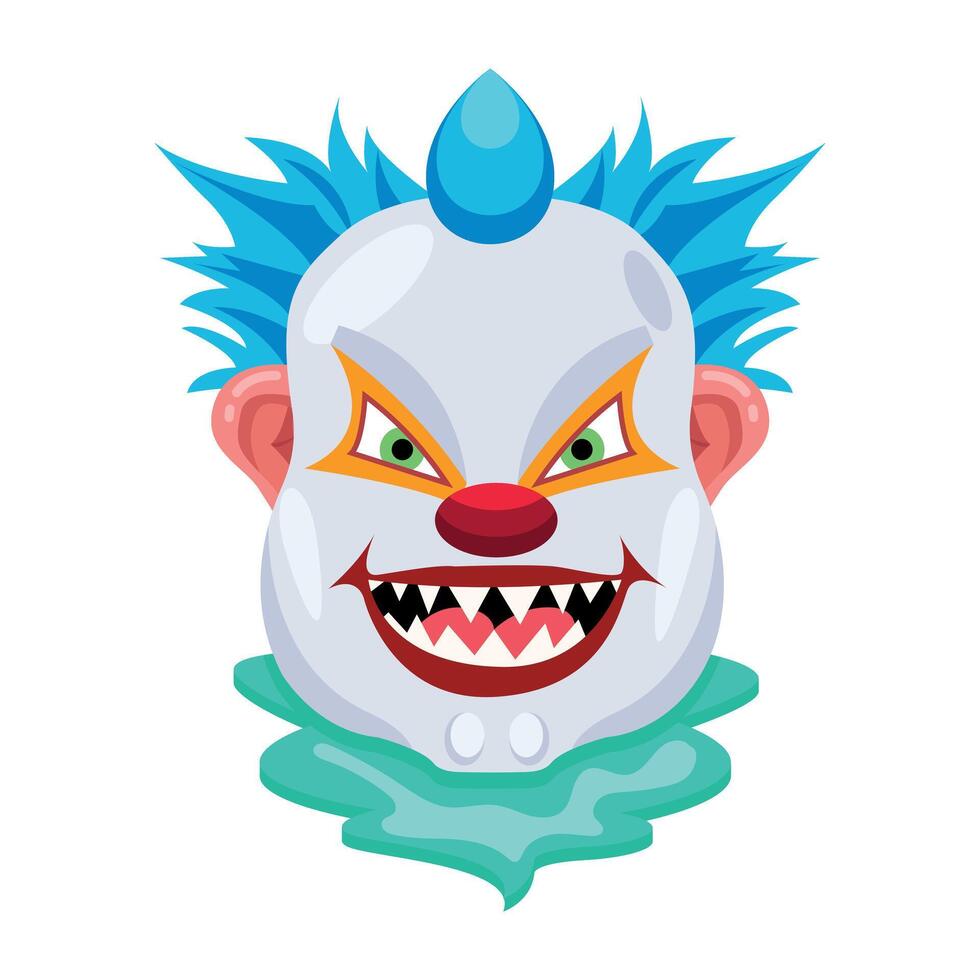 Basic RGBA flat of scary clown with creepy laugh vector