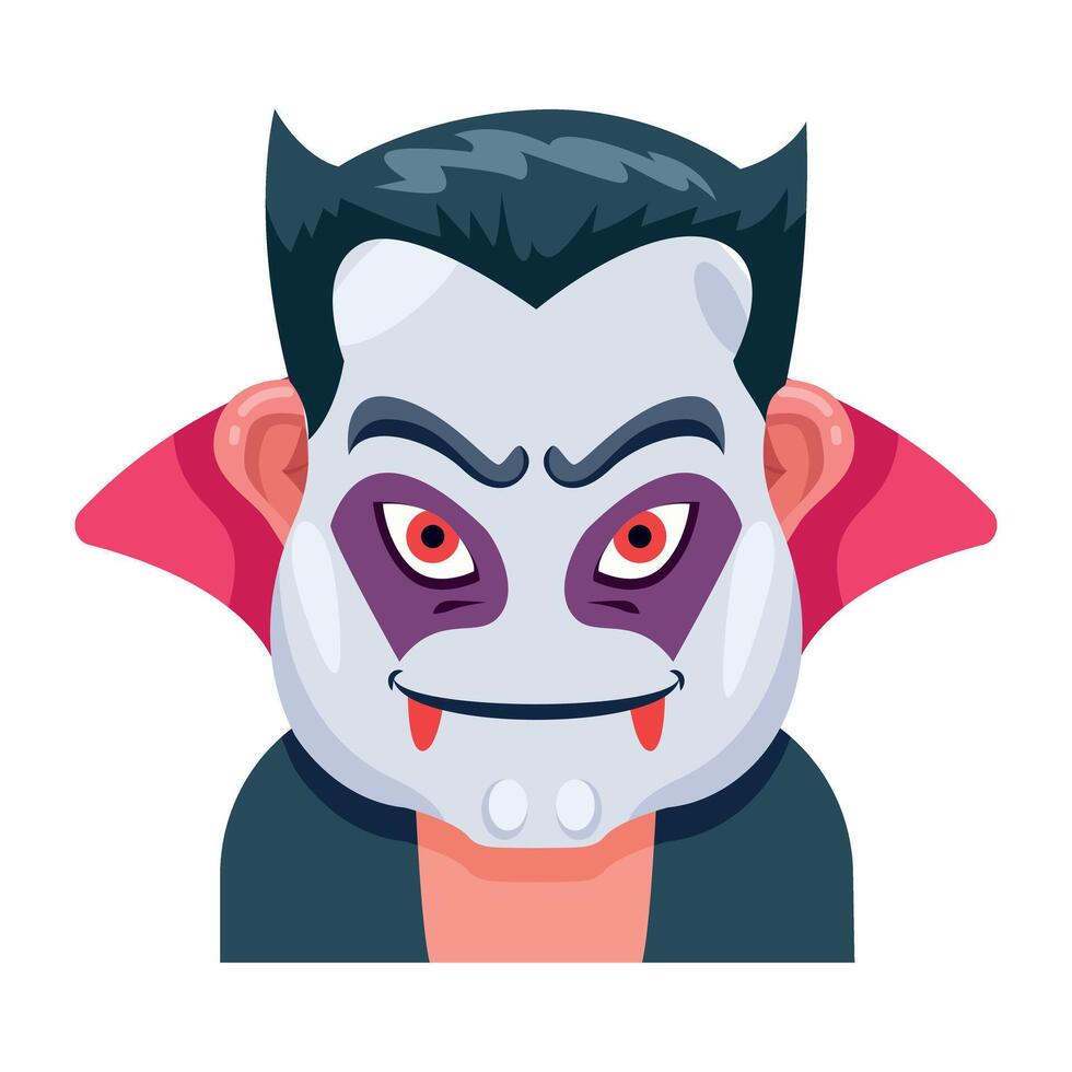 Basic RGBA flat icon showing vampire face vector