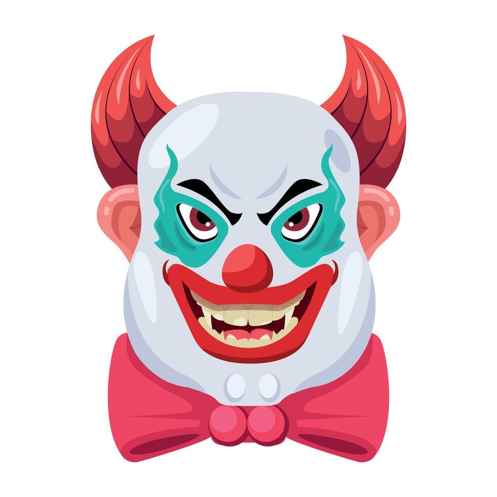 Basic RGBA flat of spooky buffoon face laughing vector