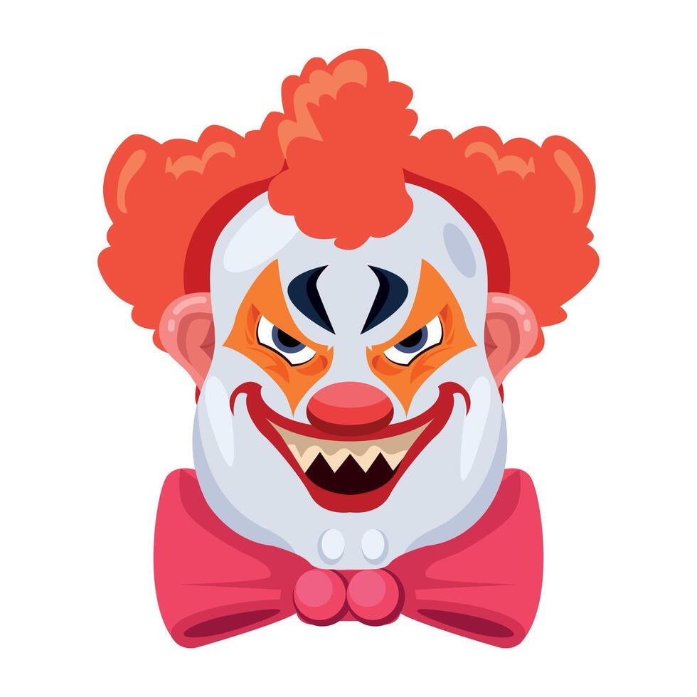 Basic RGBA flat showing clown evil face vector