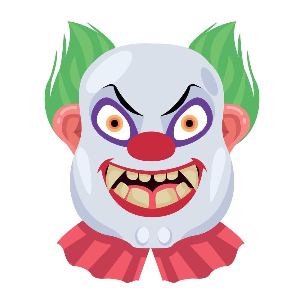 Basic RGBA flat icon showing spooky clown laugh vector