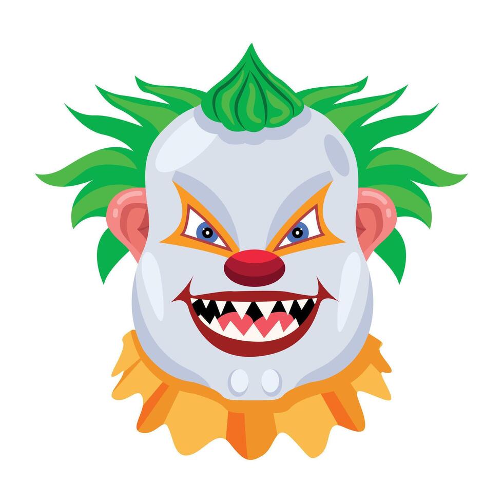 Basic RGBA flat icon of scary buffoon smiling vector