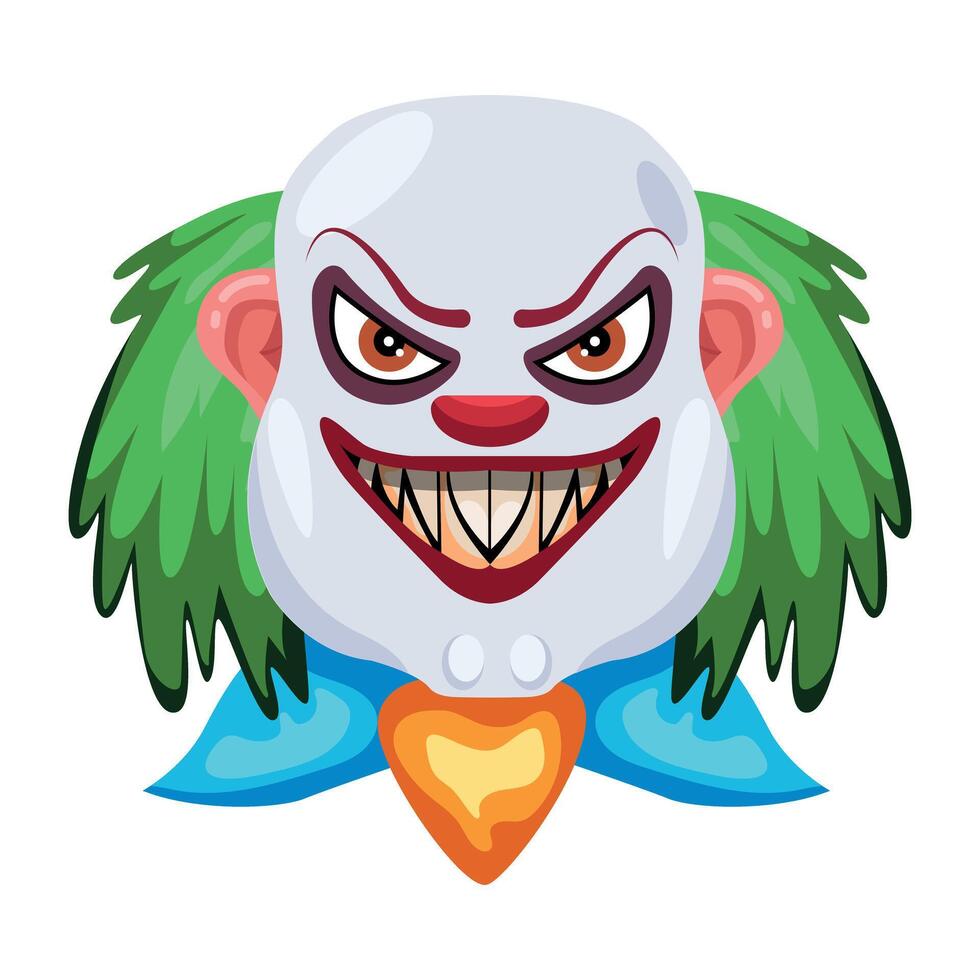 Basic RGBClown evil character with spooky expressions, flat icon vector