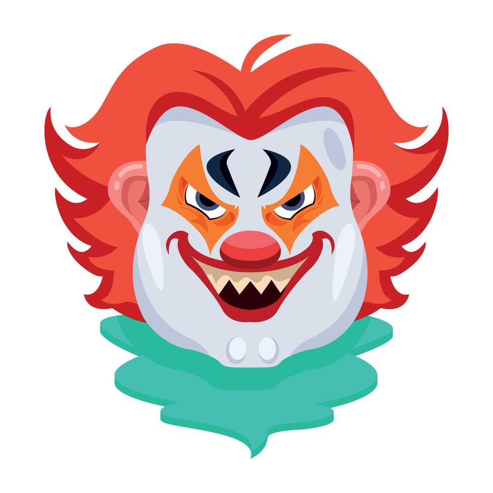 Basic RA flat icon of spooky clown head GB vector