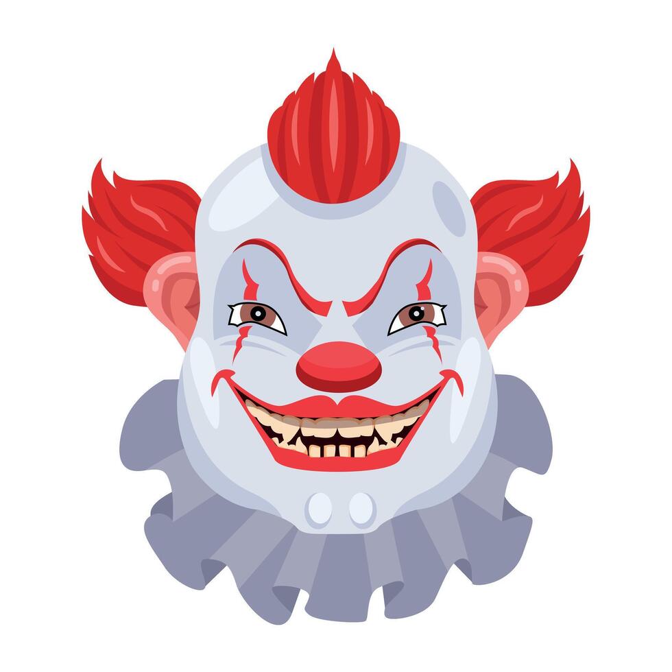 Basic RGBA flat icon of evil buffoon smiling vector