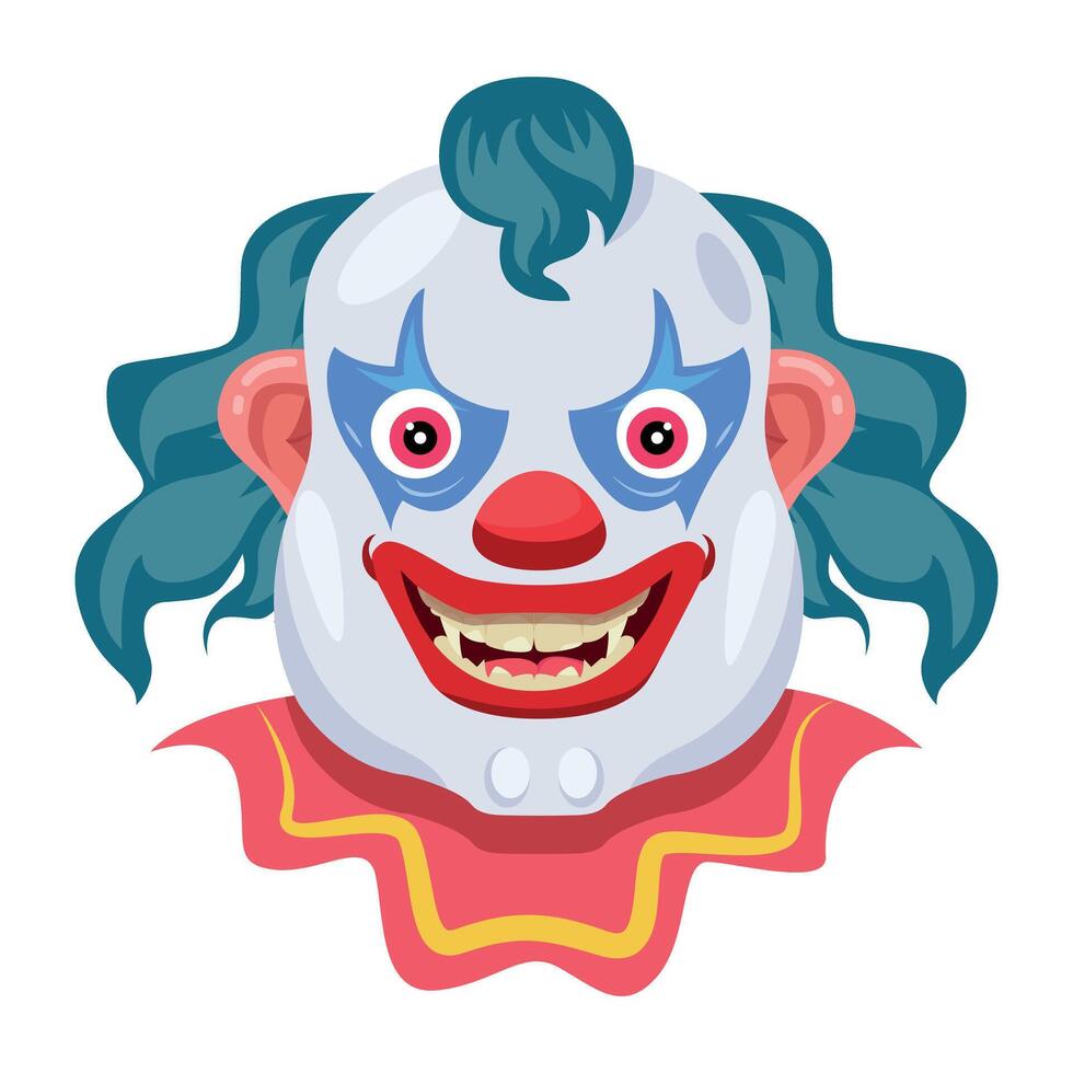 Basic RGBClown mask with spooky expressions, flat icon vector