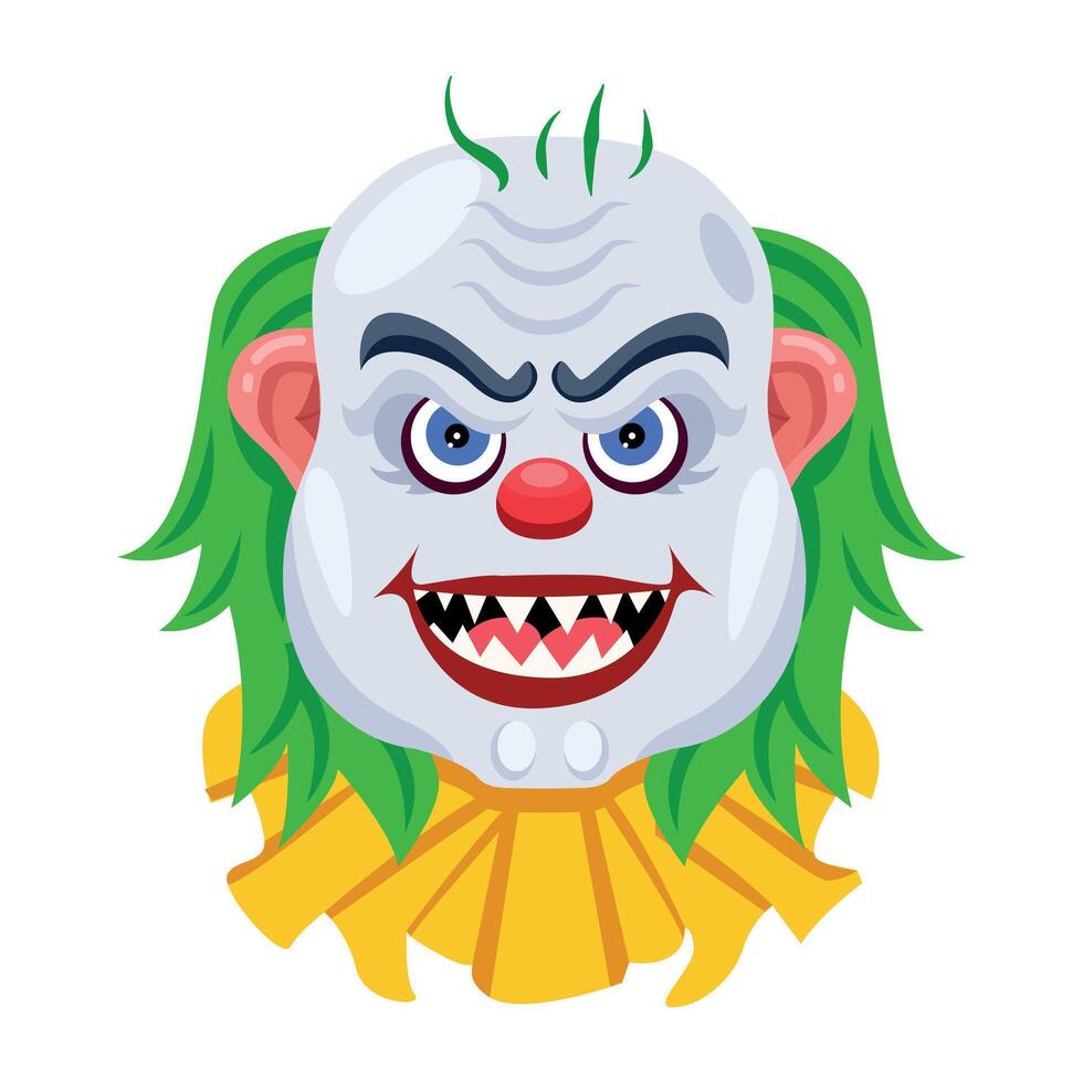 Basic RGBA flat style icon of scary clown vector