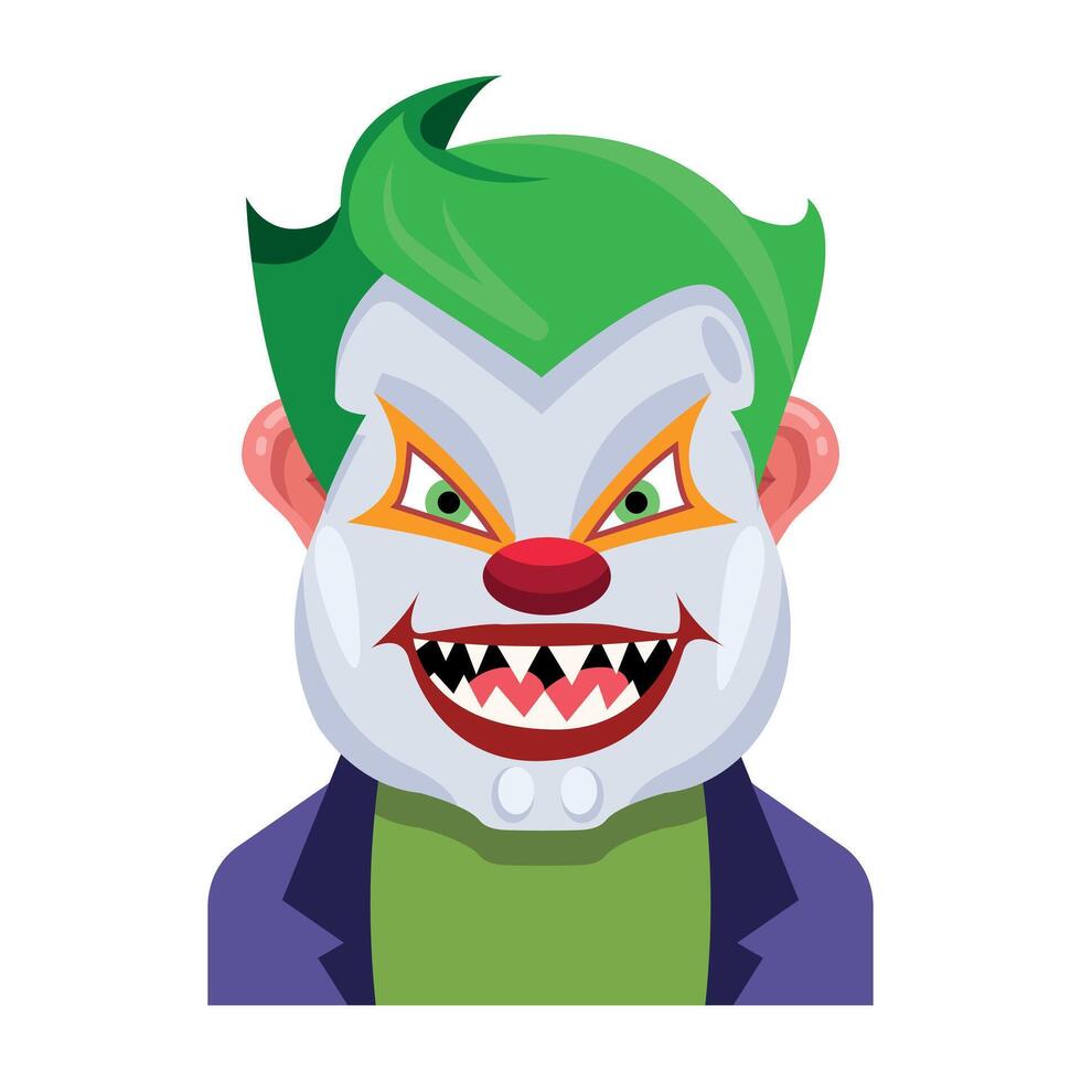 Basic RGBA flat of laughing horror clown vector