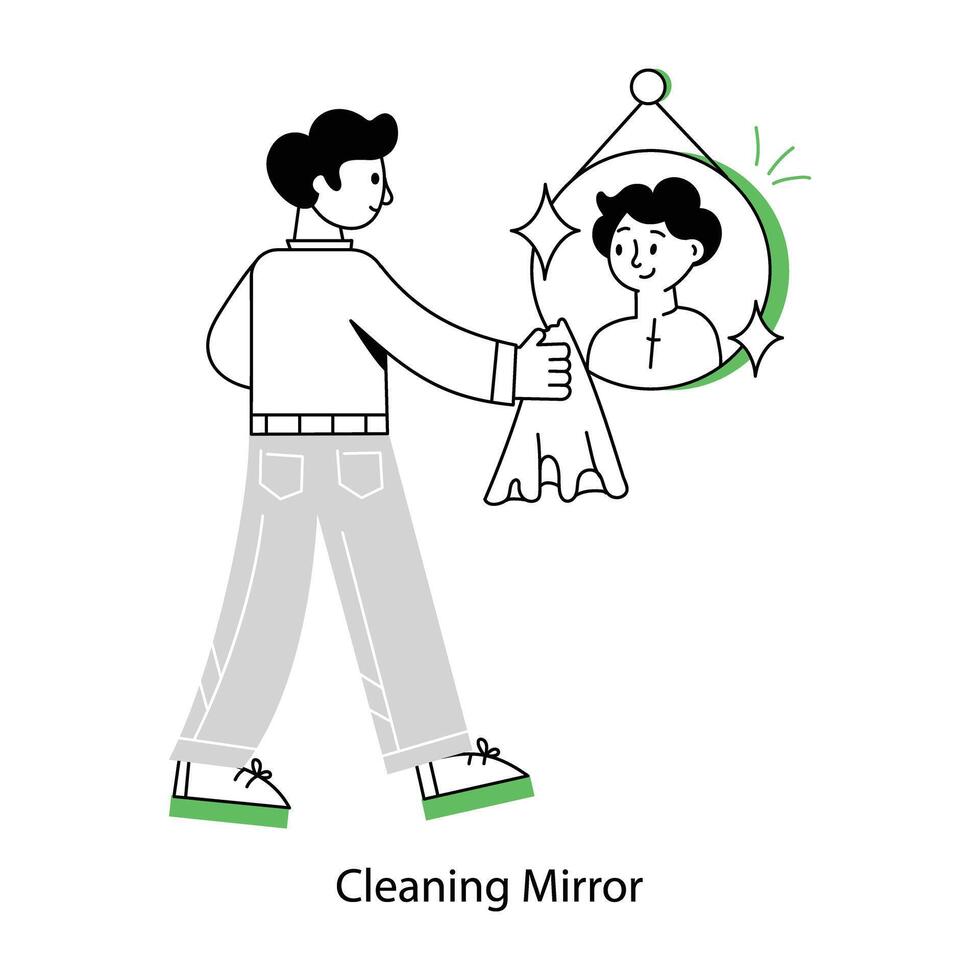 WebCaptivating line mini illustration of cleaning mirror vector