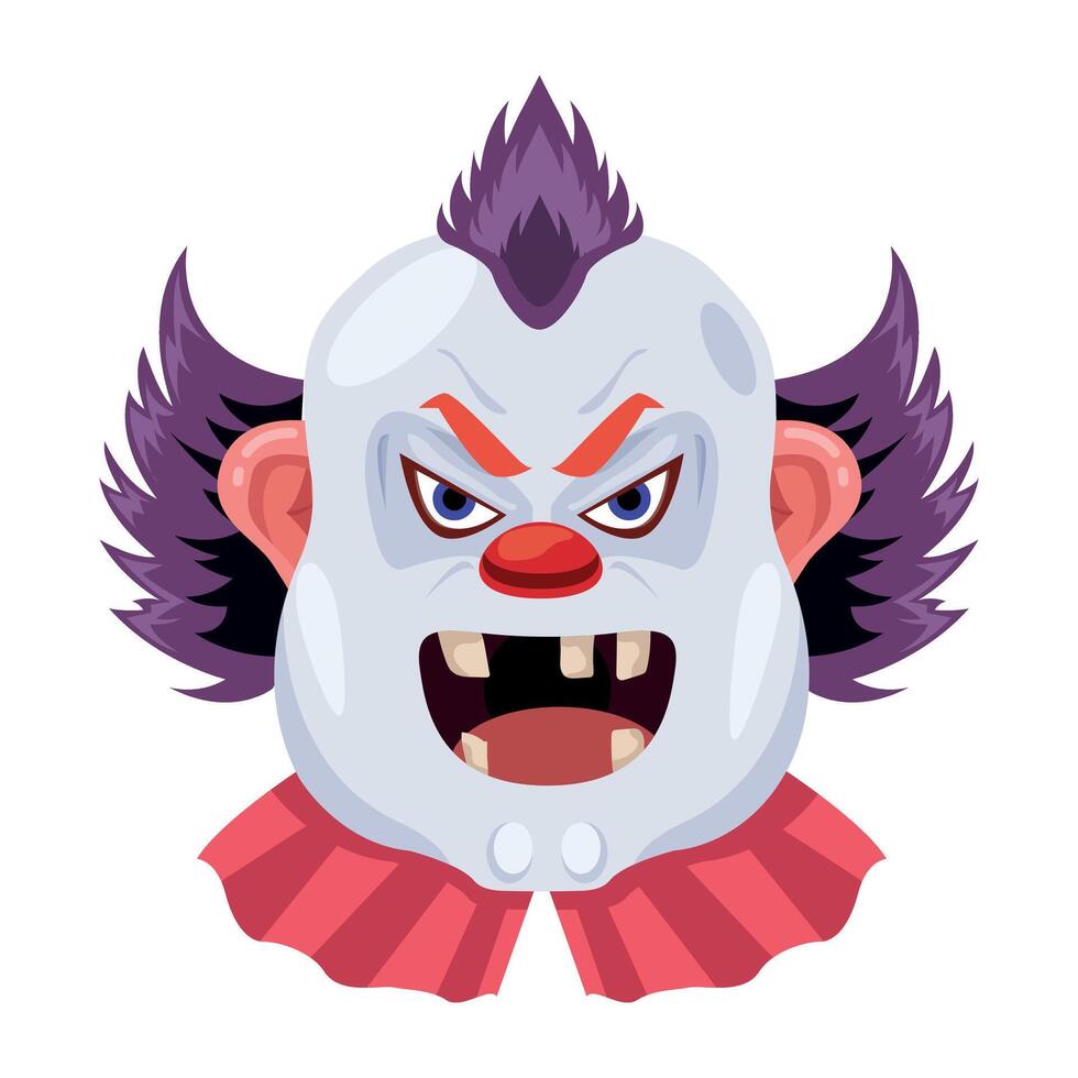 Basic RGBA flat of clown evil laugh vector