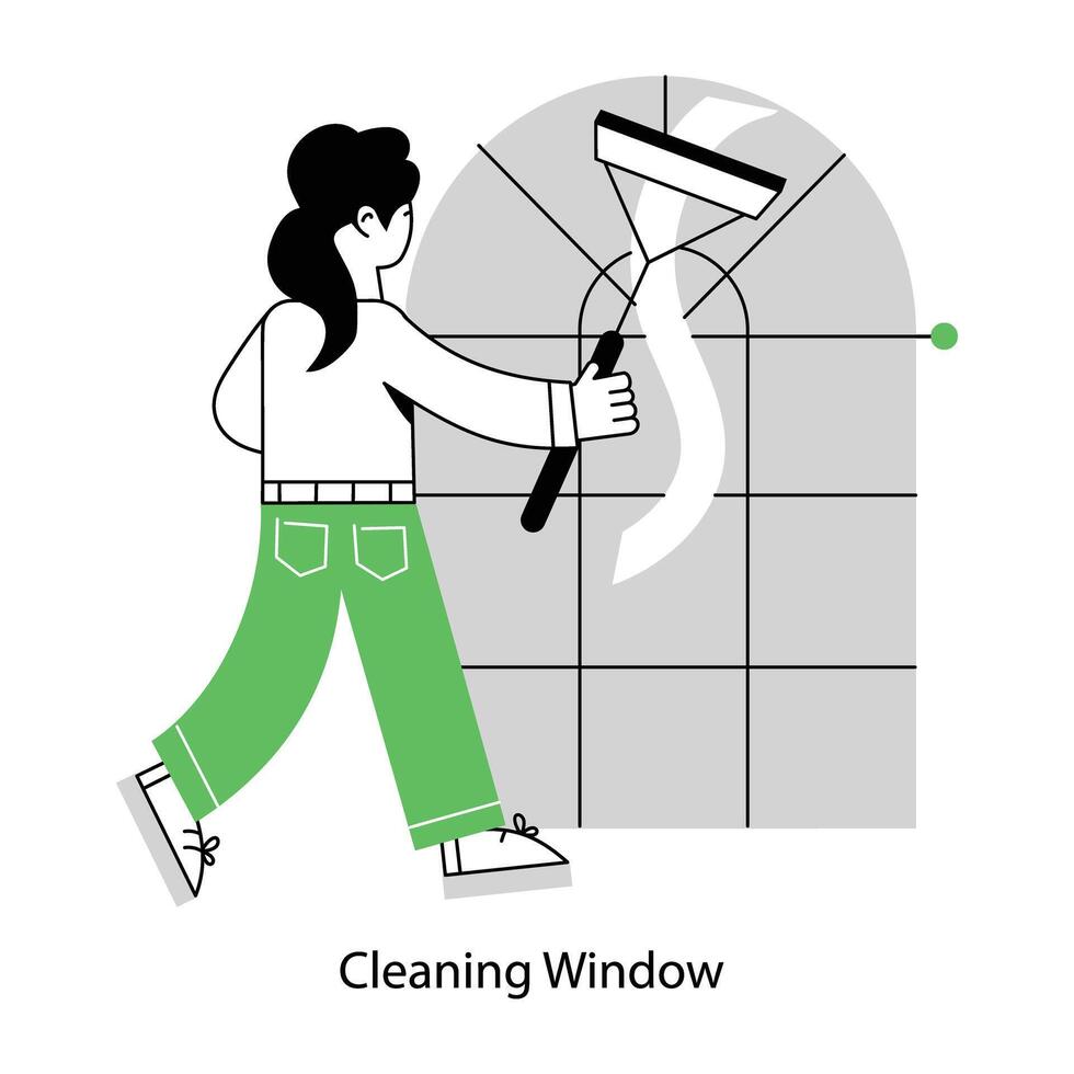 Here is a line mini illustration of cleaning window vector
