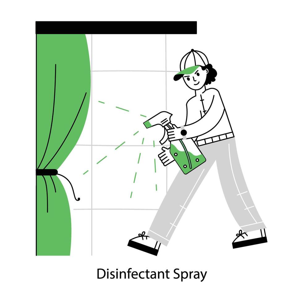 A line style mini illustration of disinfectant spray vector