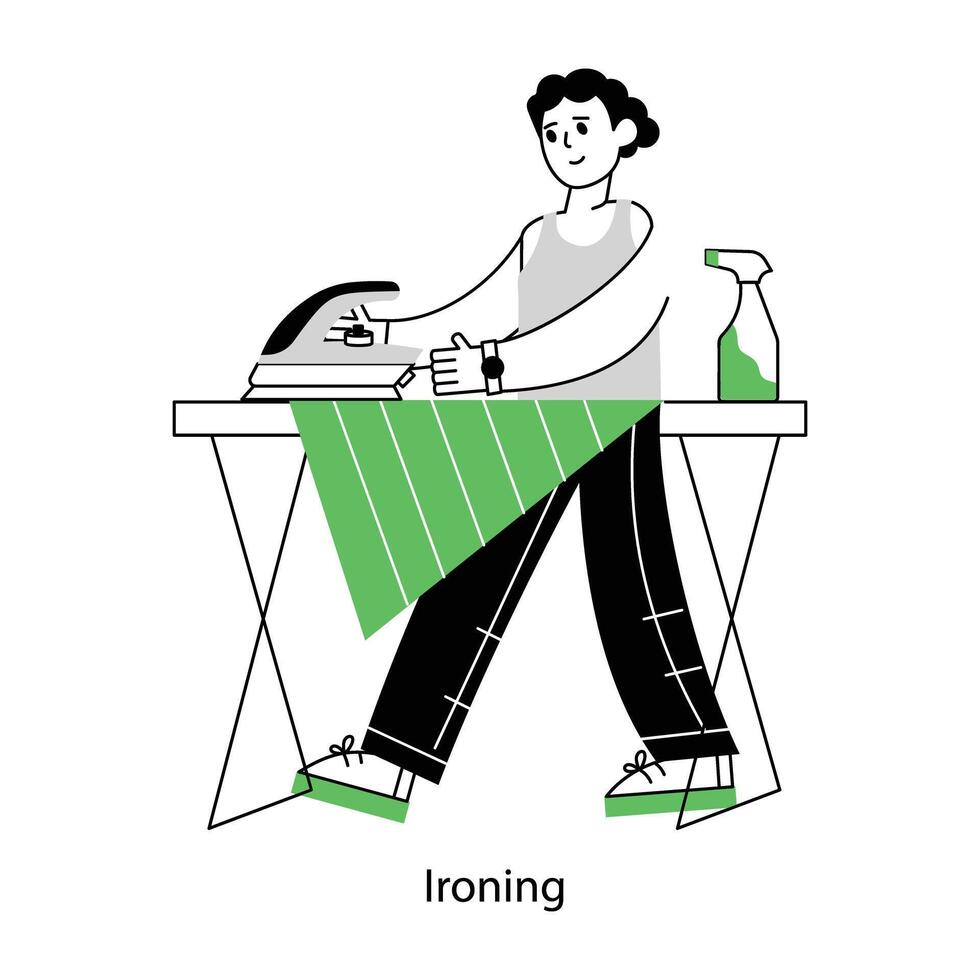 WebTrendy outline mini illustration of ironing vector
