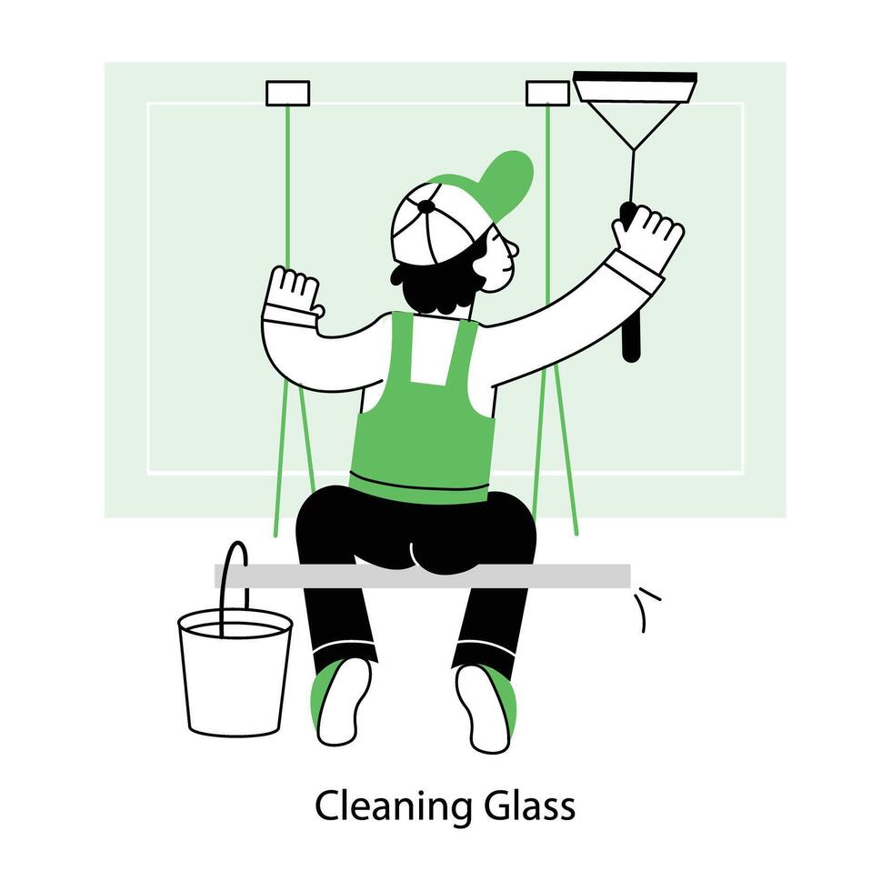 WebA character based outline mini illustration of cleaning glass vector