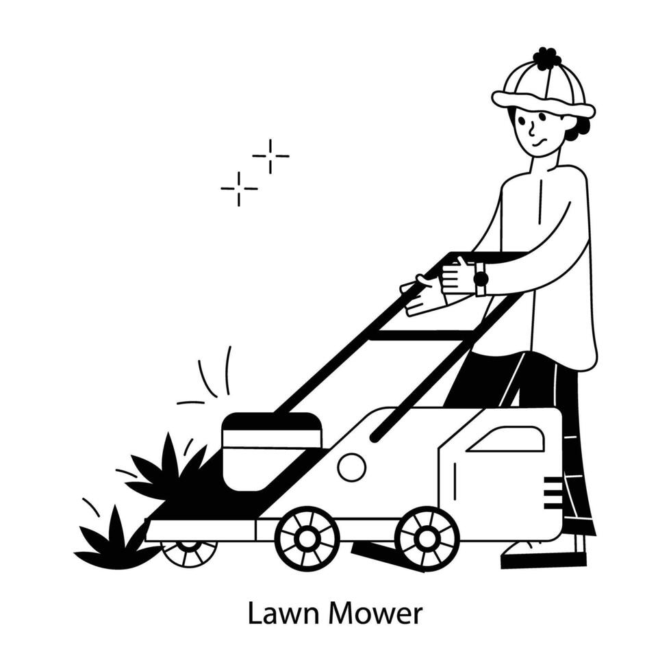 WebGet this outline mini illustration of lawn mower vector