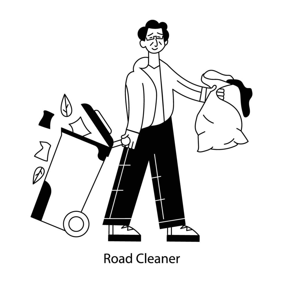 WebA customizable line mini illustration of road cleaner vector