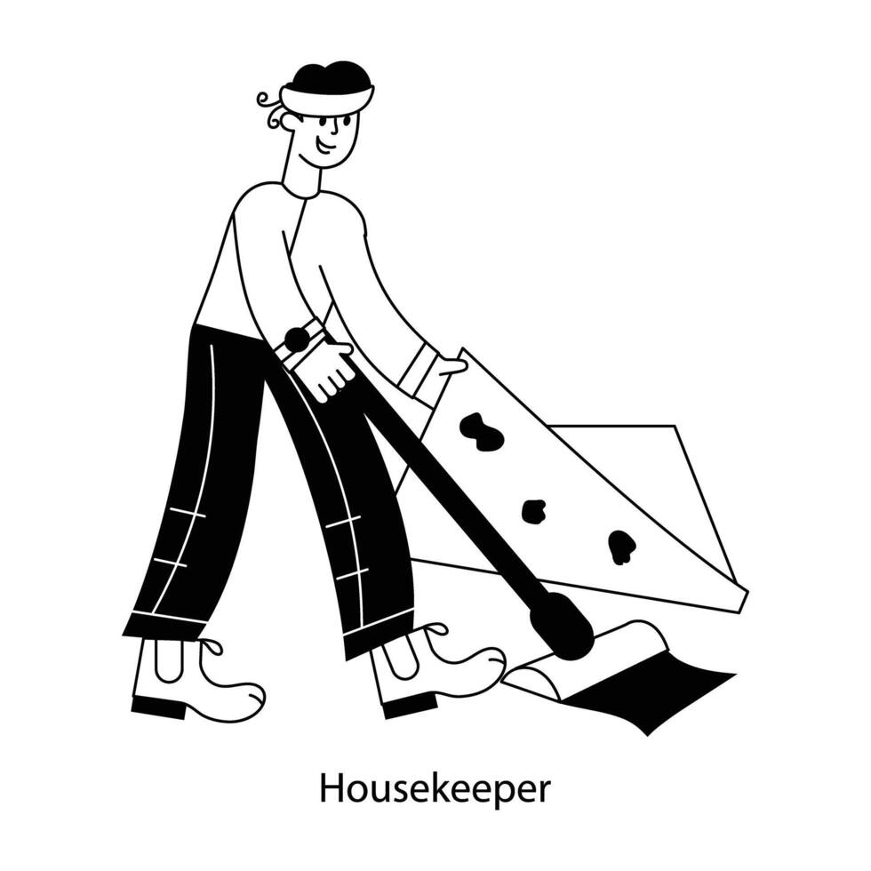 WebAn outline mini illustration depicting housekeeper vector