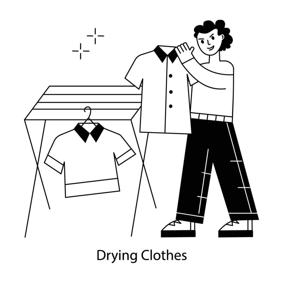 WebA handy line mini illustration of drying clothes vector