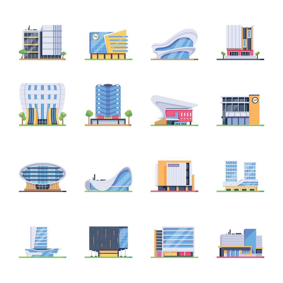 WebModern Isometric Icons of Shopping Plazas vector