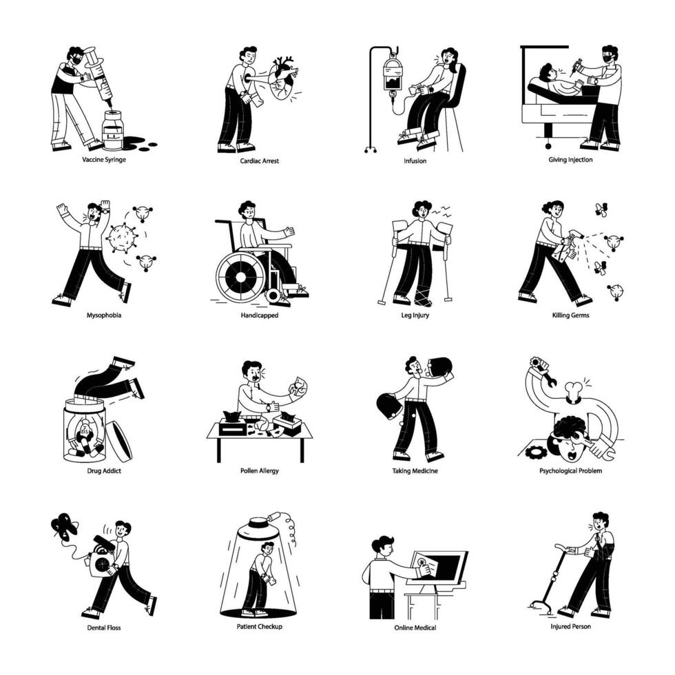 Latest Collection of Medical Linear Illustrations vector