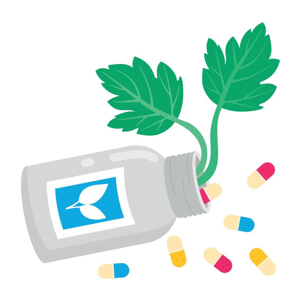 WebHerbal medicine sticker designed in flat style vector