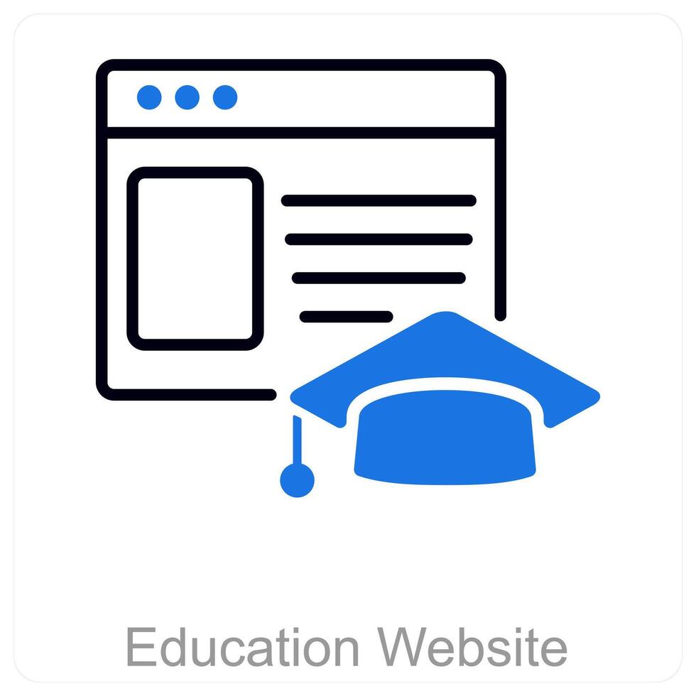 Education Website and laptop icon concept vector