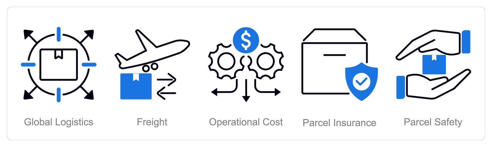 A set of 5 Logistics icons as green logistics, freight, operational cost vector