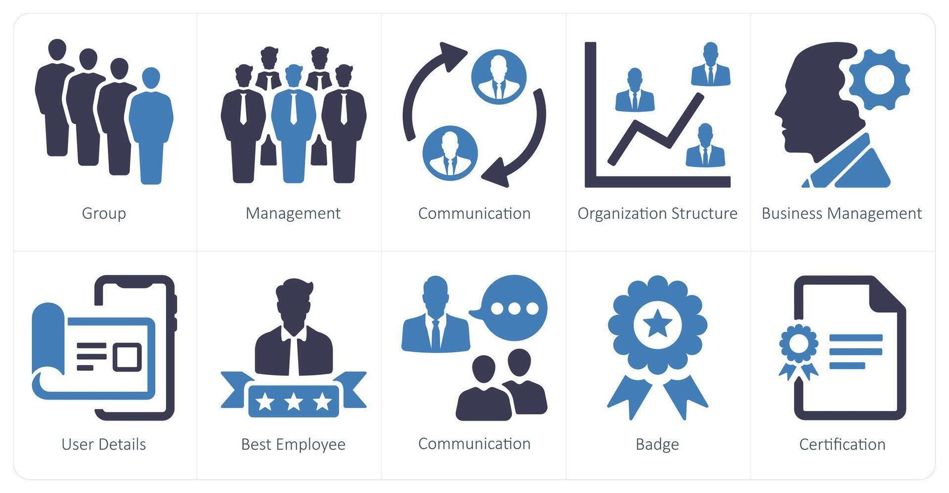 A set of 10 web marketing icons as group, management, communication vector