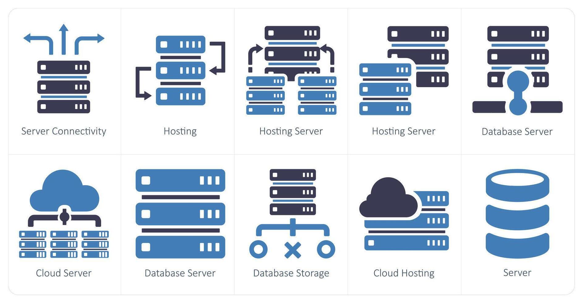 A set of 10 web marketing icons as server connectivity, hosting, hosting server vector
