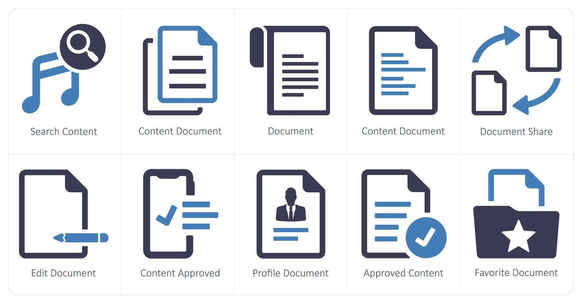 A set of 10 web marketing icons as search content, content document, document vector