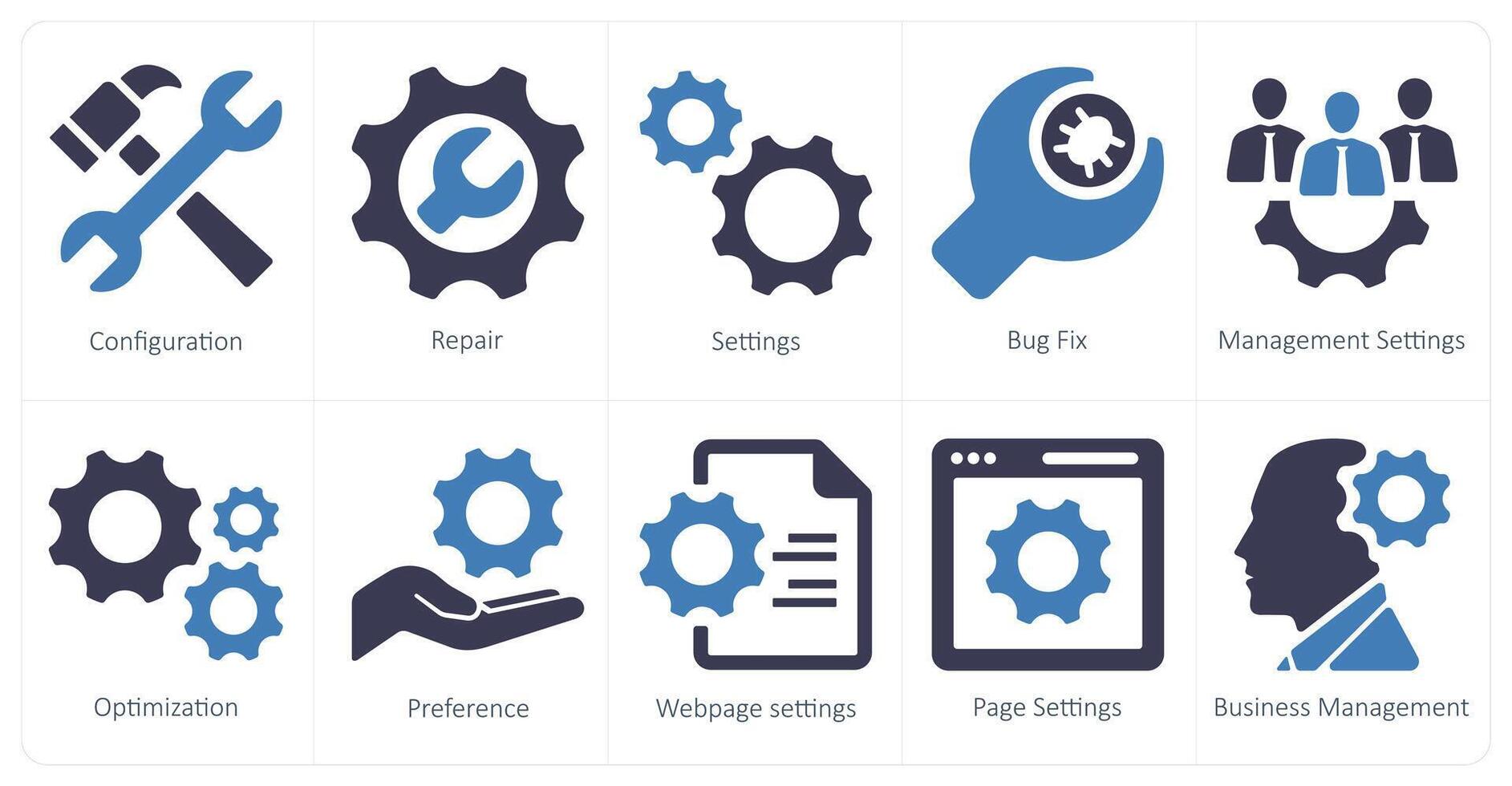 A set of 10 web marketing icons as configuration, repair, bug fix vector