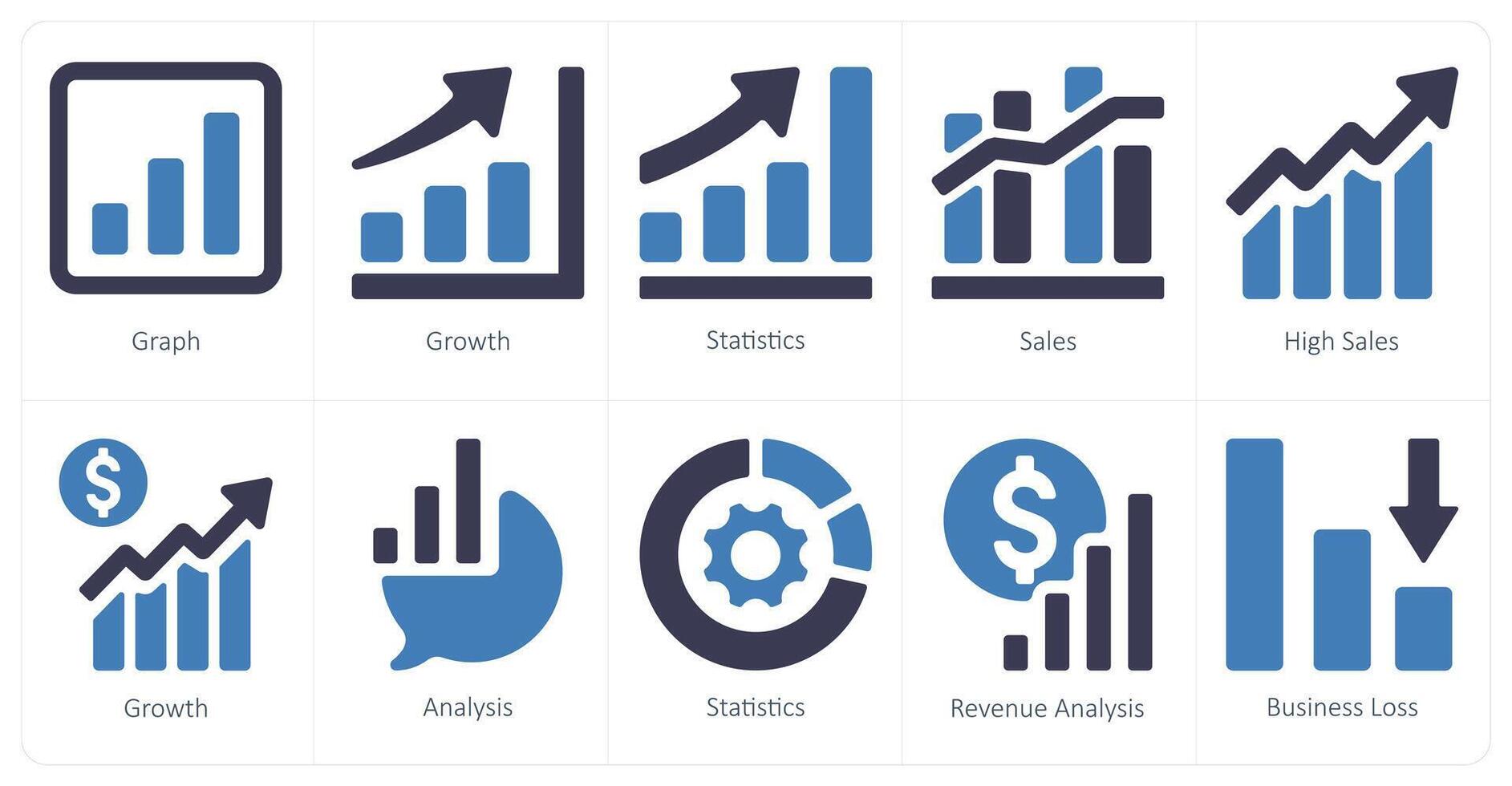 A set of 10 web marketing icons as graph, growth, statistics vector