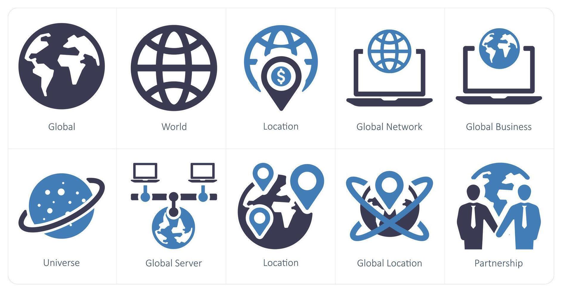 A set of 10 web marketing icons as global, world, location vector