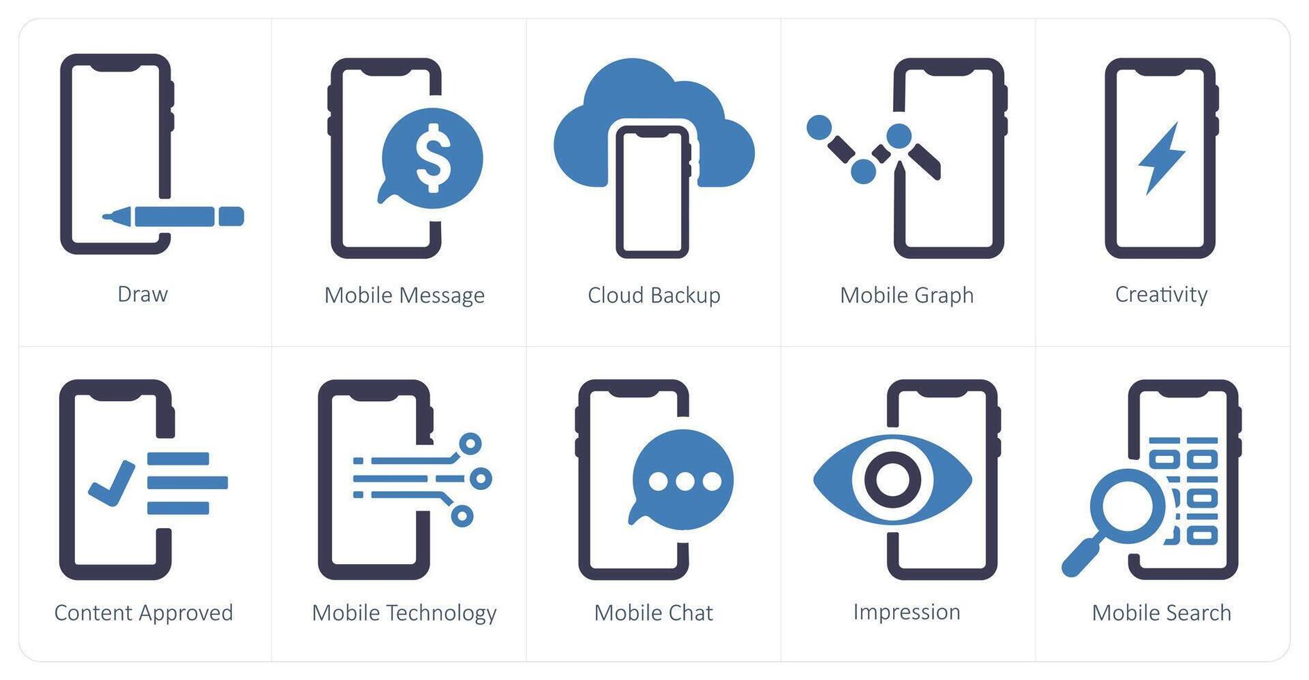 A set of 10 web marketing icons as draw, mobile message, cloud backup vector