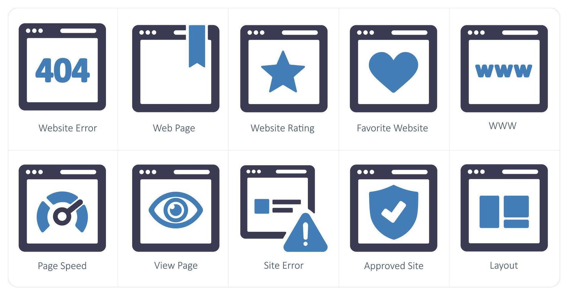 A set of 10 web marketing icons as website error, webpage, website rating vector